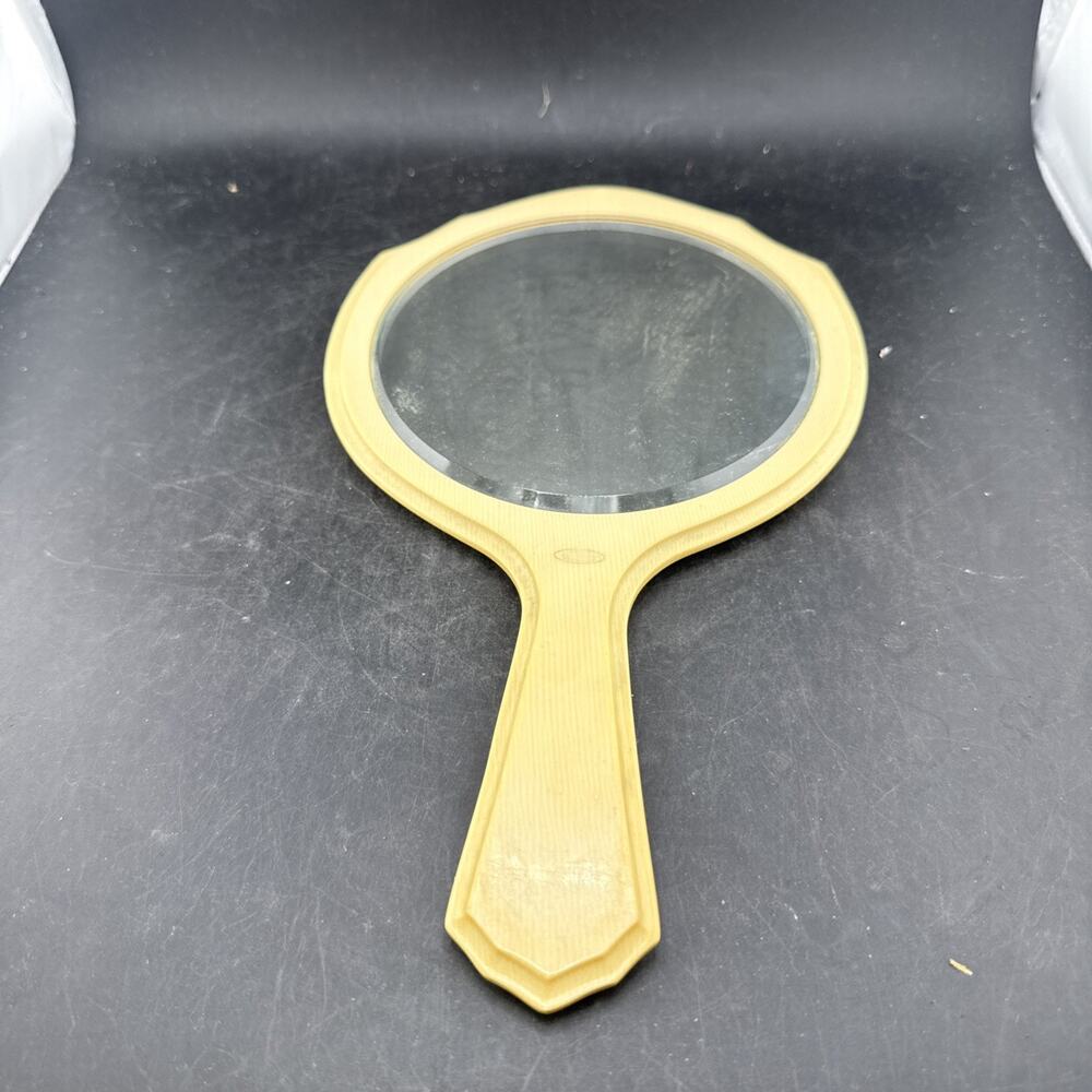 Vintage Du Barry Pyralin Ivory Hand Mirror – 1920s Celluloid Art Deco